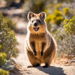 smiling quokka at rottnest island